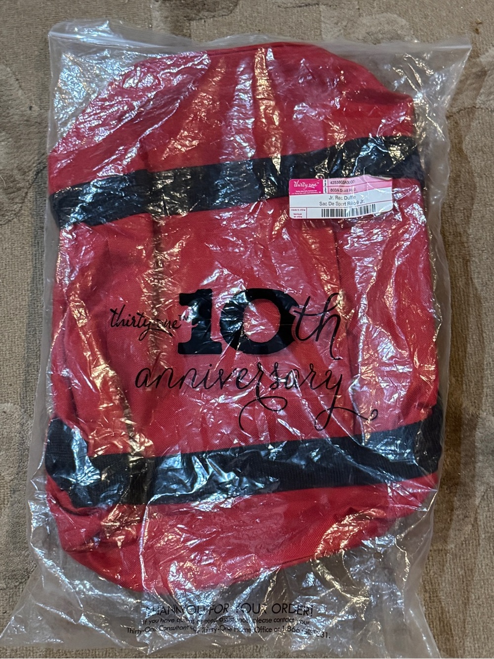 thirty-one Spirit Red Jr. Rec Duffle with Black Trim